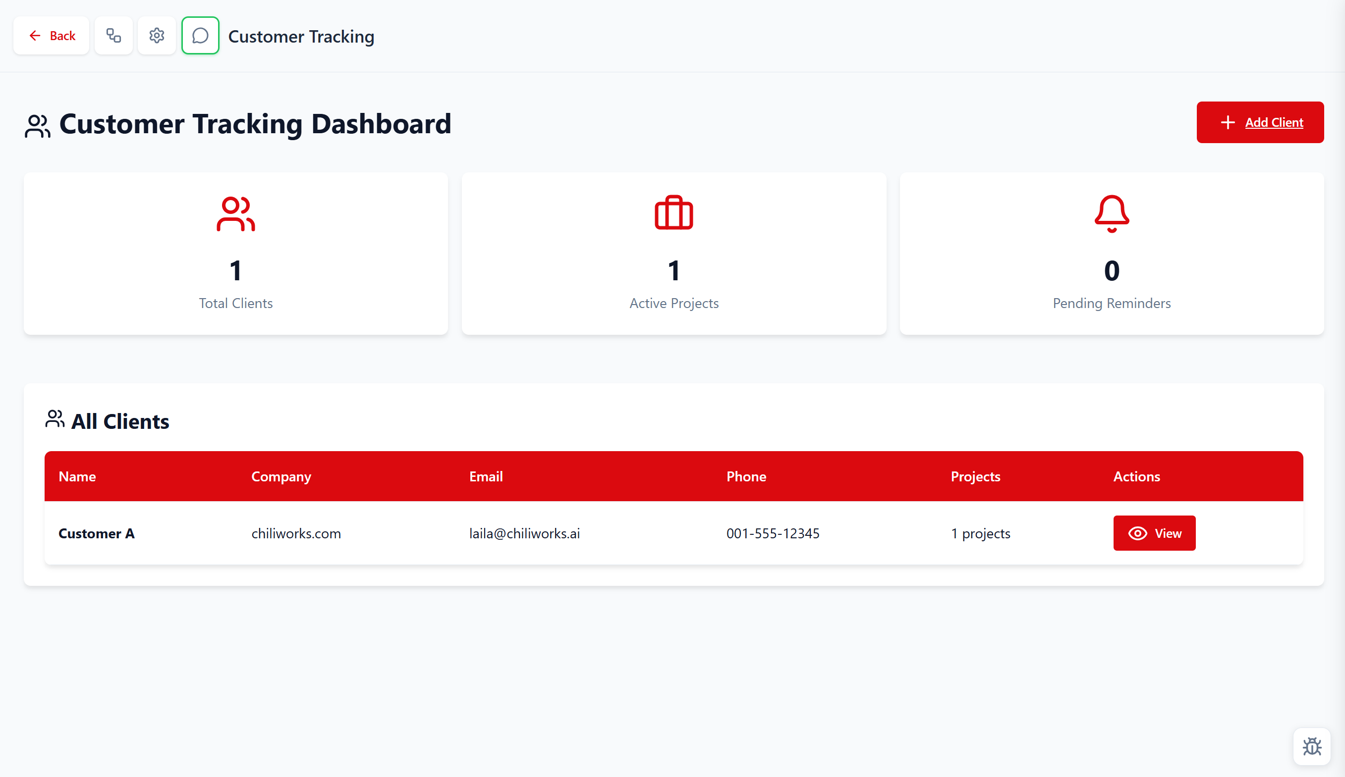Client and project tracker